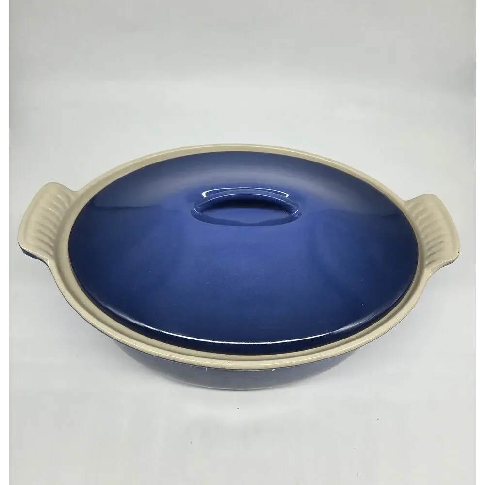 Vtg. Le Creuset Terrine Oval 28cm Azure Blue Williams-Sonoma Covered Casserole